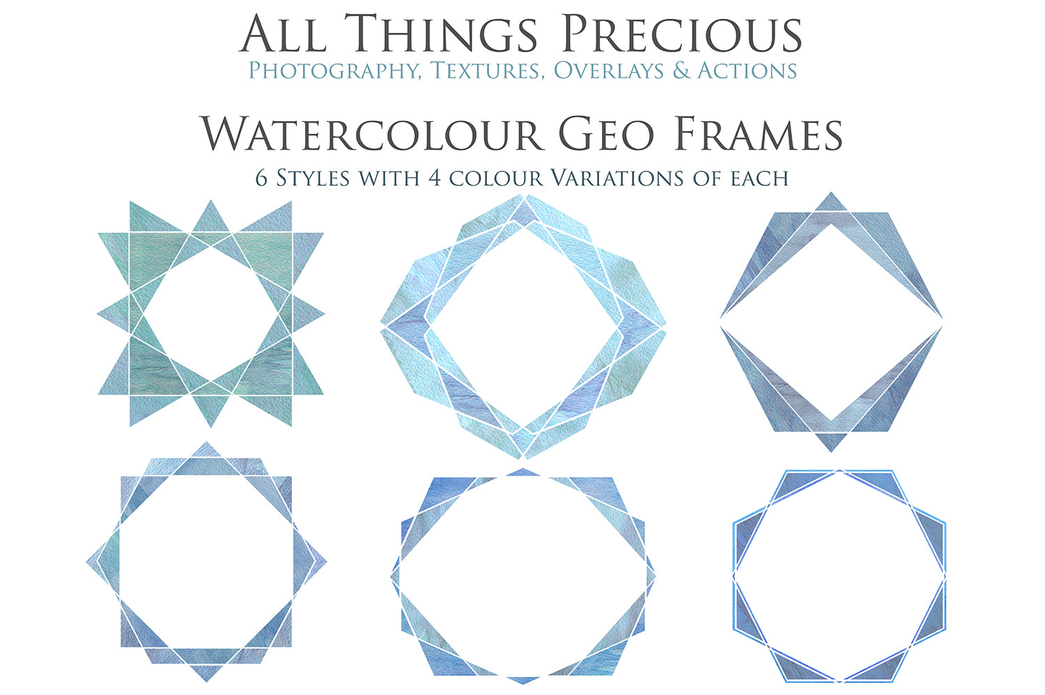 30 PNG WATERCOLOUR / WHITE Geo Frames - Clipart - FREE DOWNLOAD