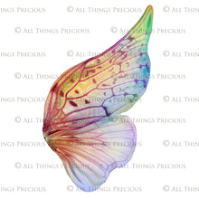 Load image into Gallery viewer, Digital Overlays for Photographers, Graphic design, scrapbooking and creatives.. Fairy Wings. High resolution, fine art digital assets for creating fantasy art.  Png overlay with transparent background. Magical Edit. Png Photo editing art assets.
