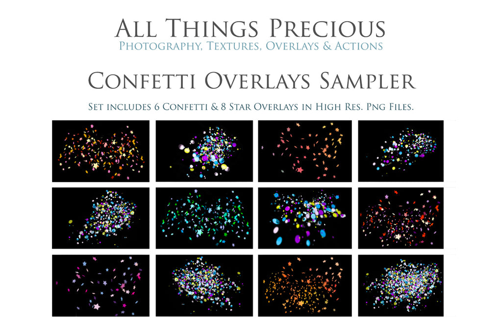 Blowing confetti overlays! Png overlays for photography, Star clipart. Png christmas season. Photoshop, Digital scrapbooking. Transparent, high resolution files for photographers. PNG overlays for fantasy digital art, Child portraiture. Colourful, Gold, Silver. Digital download. Graphic effects. ATP Textures