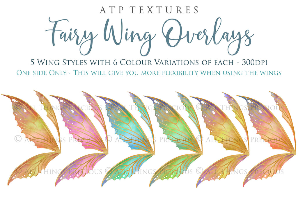 Fairy Wings Overlays For Photography, Photoshop, Digital art and Creatives. Transparent, high resolution wings for photographers. These are gorgeous PNG overlays for fantasy digital art and Child portraiture. colour, White fairy wings. Photo Overlays. Digital download. Graphic effects. ATP Textures