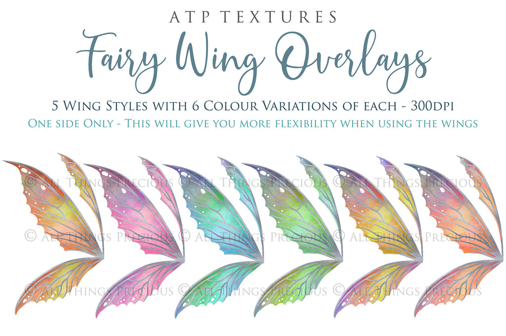 Fairy Wings Overlays For Photography, Photoshop, Digital art and Creatives. Transparent, high resolution wings for photographers. These are gorgeous PNG overlays for fantasy digital art and Child portraiture. colour, White fairy wings. Photo Overlays. Digital download. Graphic effects. ATP Textures