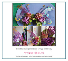 Load image into Gallery viewer, SVG &amp; PNG Fairy Wing files for Cricut or Silhouette Cameo Cutting Machine. To create wearable fairy wings, in adult or children sizes.  Use this clipart design for Halloween Costumes, Fantasy or Cosplay or photography. Or use as ephemera in weddings, engagements or baby shower invitations. These are Individual wing parts, for you to cut and assemble. This is a digital product. 
