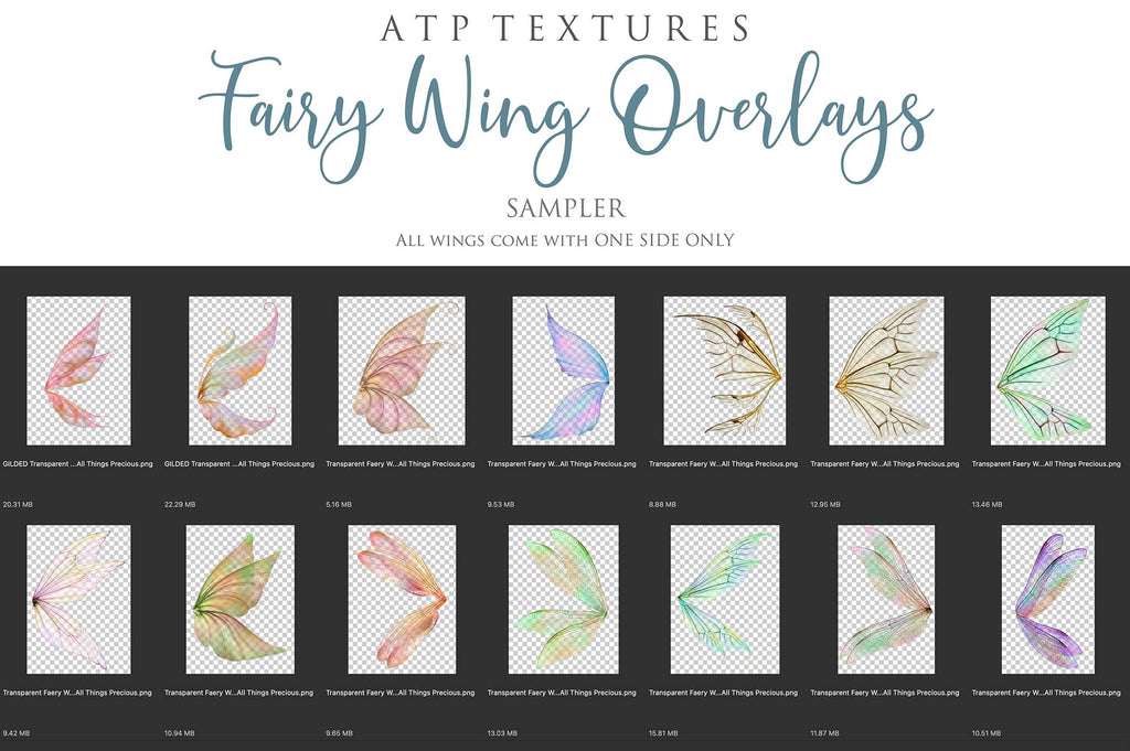 Fairy Wings Overlays For Photography, Photoshop, Digital art and Creatives. Transparent, high resolution wings for photographers. These are gorgeous PNG overlays for fantasy digital art and Child portraiture. colour, White fairy wings. Photo Overlays. Digital download. Graphic effects. ATP Textures