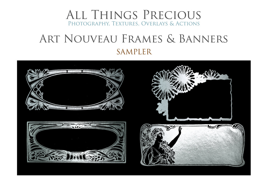 ART NOUVEAU SILVER FRAMES - Digital Clipart