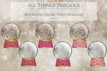 Load image into Gallery viewer, BUTTERFLY SNOW GLOBE Png Digital Overlays
