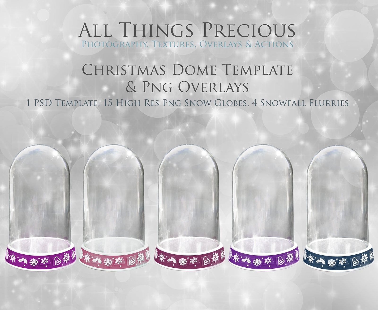 Digital Snow Globe Clipart with Overlays and a PSD Template included in the set.The globe is transparent, perfect to add your own images and retain the see through effect. Photoshop Photography Background. Printable, Editable for Christmas with Frozen Winter Theme. Clear Glass graphic effects. ATP Textures