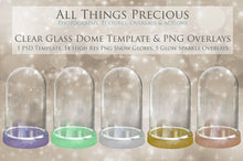 Load image into Gallery viewer, CLEAR GLASS DOME With GLOWS Png Digital Overlays and PSD Template
