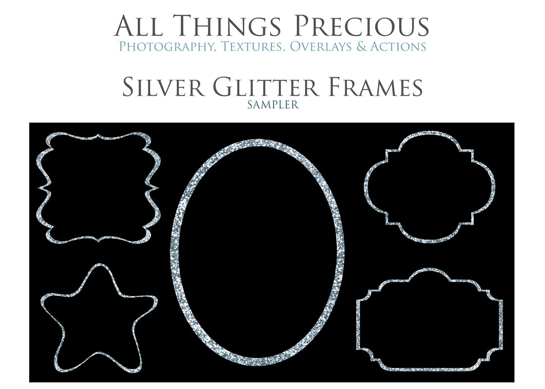 SILVER GLITTER FRAMES - Clipart