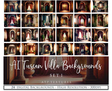 Load image into Gallery viewer, AI Digital - 24 TUSCAN VILLA BACKGROUNDS - Set 1
