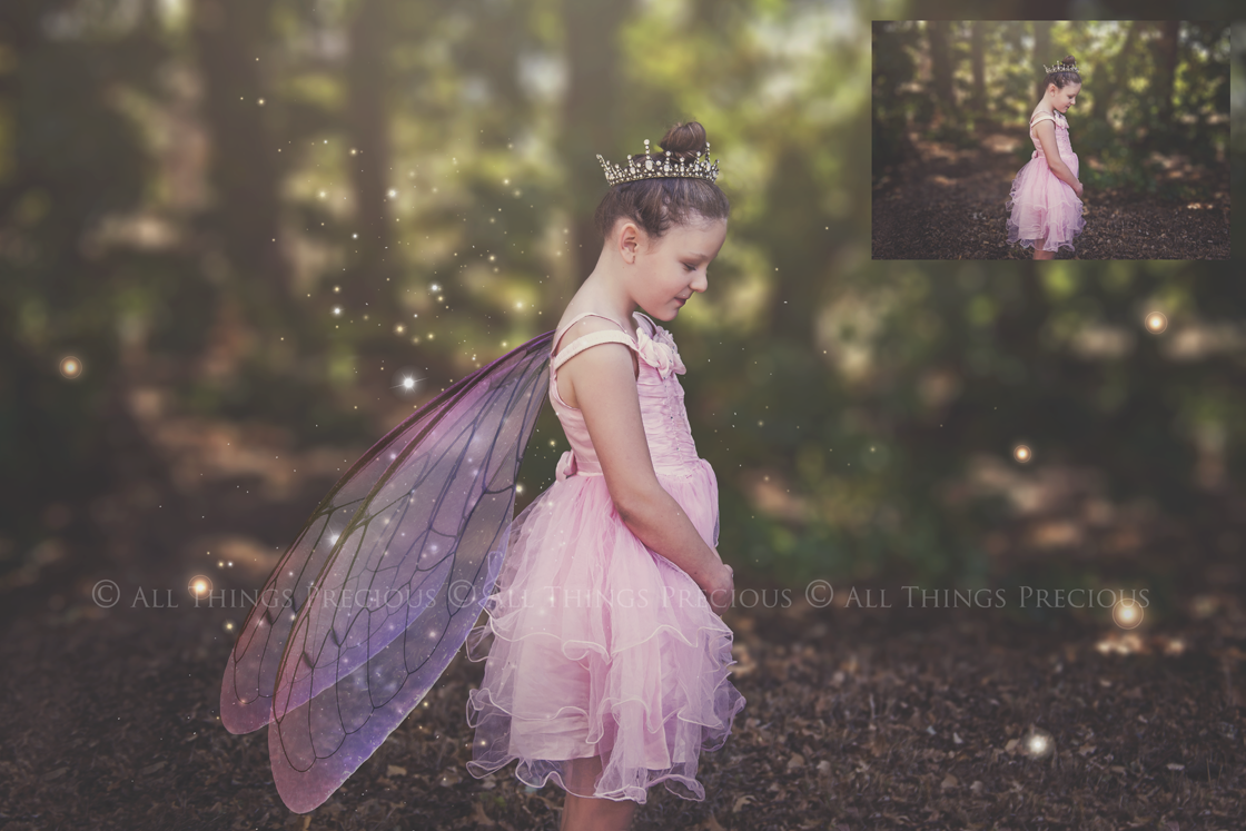 Digital Overlays for Photographers, Graphic design, scrapbooking and creatives.. Fairy Wings. High resolution, fine art digital assets for creating fantasy art.  Png overlay with transparent background. Magical Edit. Png Photo editing art assets.