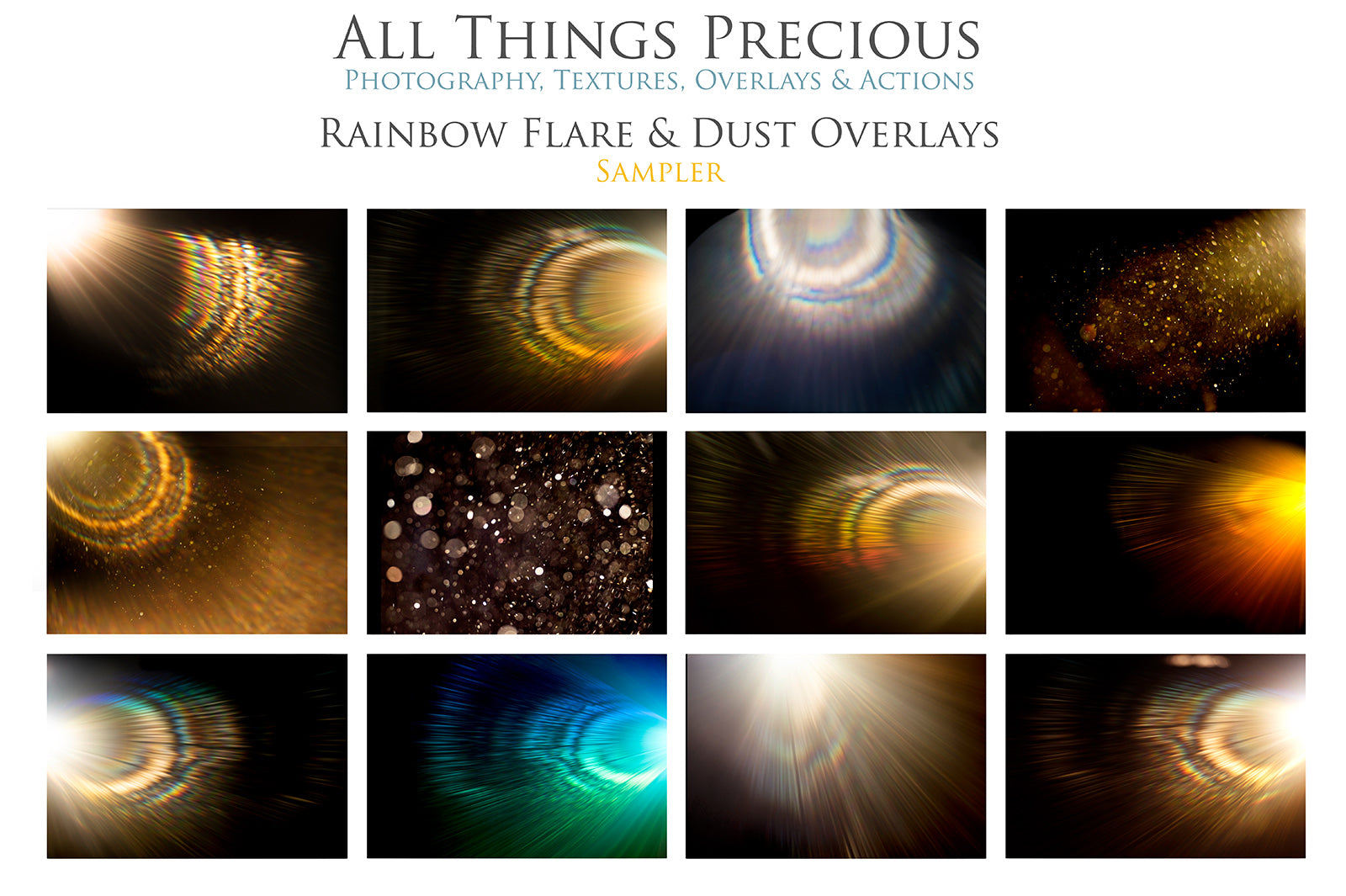 Jpeg overlays for fine art photography. 28 Lens flare Overlays., Sun flare overlays, photo overlays, high resolution, sunlight photo overlays by ATP Textures