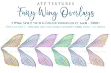 Load image into Gallery viewer, 30 Png RAINBOW FAIRY WING Overlays - SILVER
