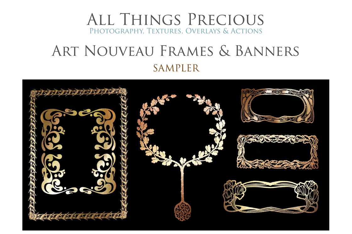 ART NOUVEAU GOLD FRAMES - Digital Clipart