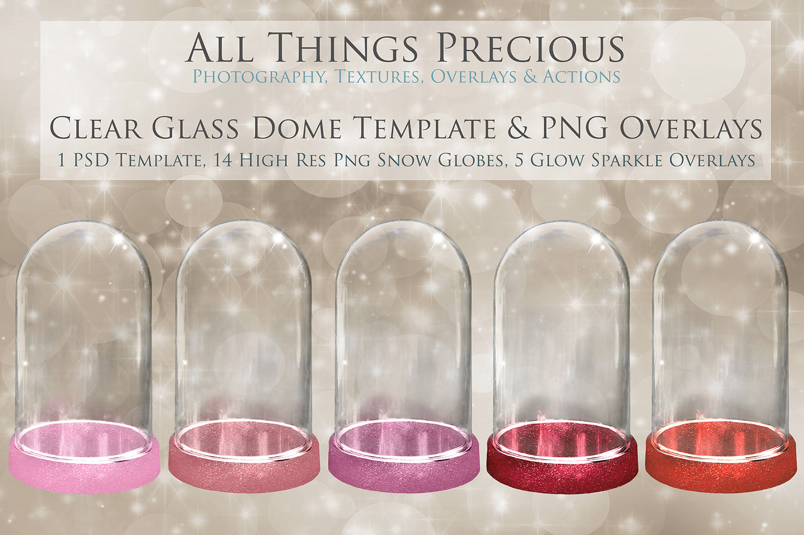 CHRISTMAS CLEAR GLASS DOME With GLOWS Png Digital Overlays and PSD Template