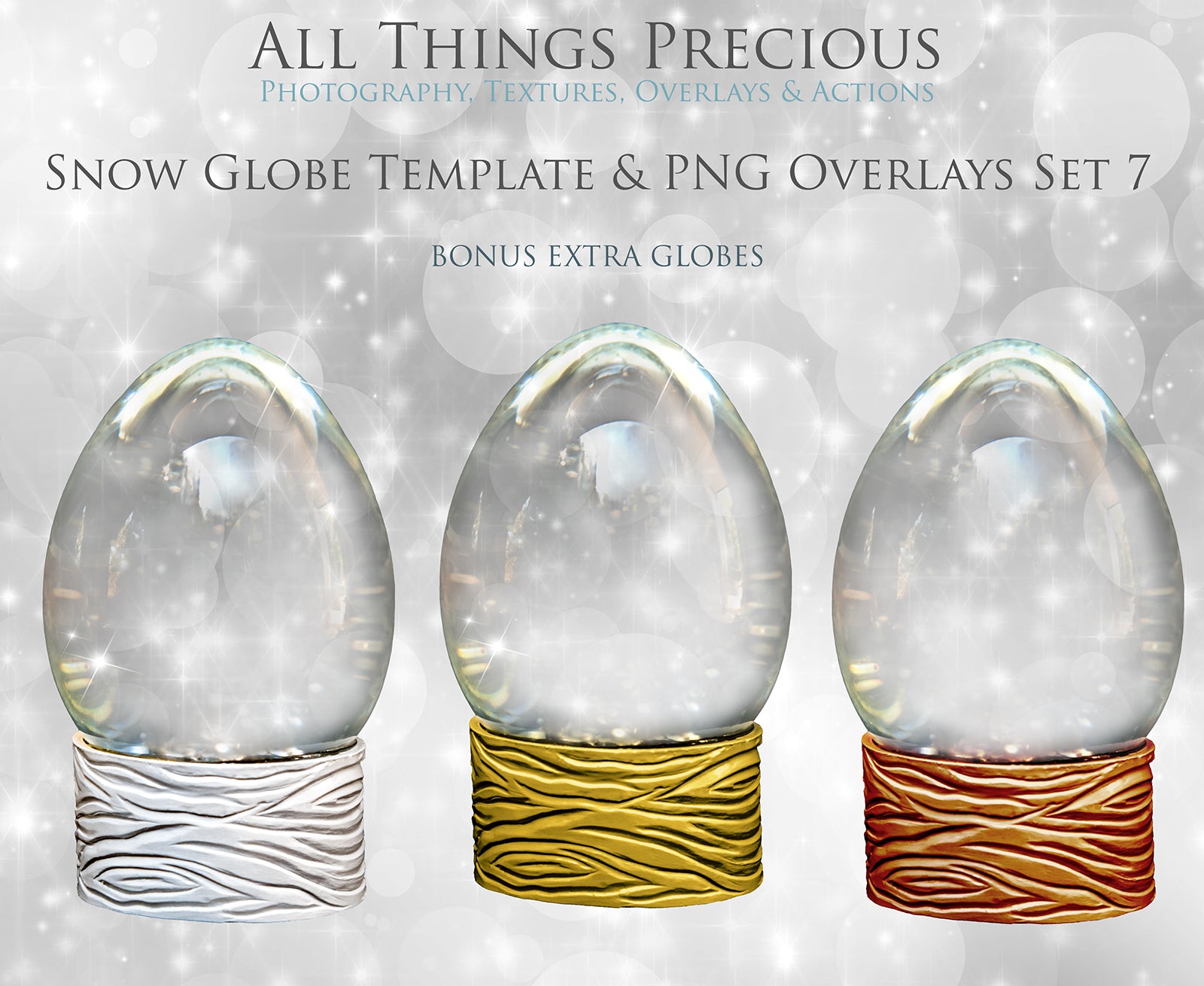 Digital Snow Globe Clipart and Background with snow Overlays and a PSD Template included in the set.The globe is transparent, perfect to add your own images and retain the snow globe effect. Photoshop Photography Background. Printable, Editable for Christmas with Frozen Winter Theme. Glass graphic effects. ATP Textures