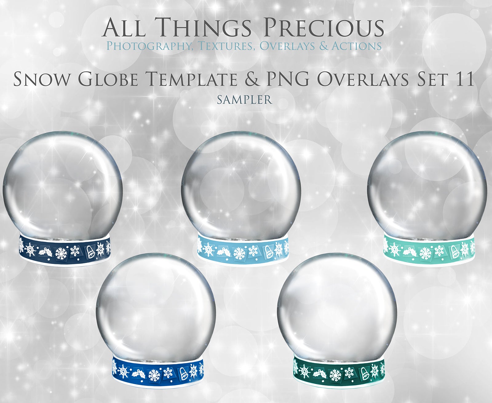 Digital Snow Globe Clipart and Background with snow Overlays and a PSD Template included in the set.The globe is transparent, perfect for you to add your own images and retain the snow globe effect. Photoshop Photography Background. Printable, Editable for Christmas with Santa Window or Glass Globe. ATP Textures