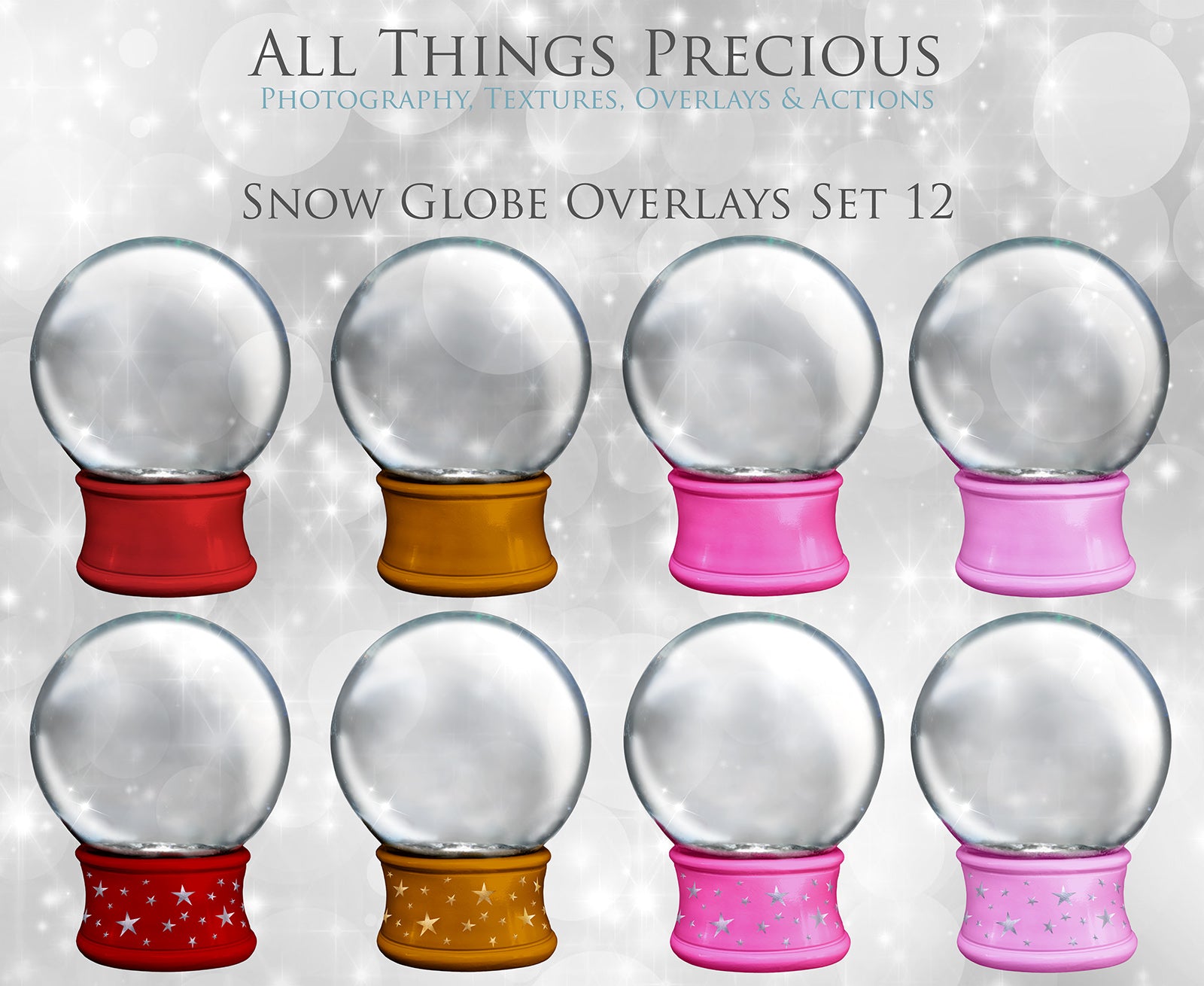 Digital Snow Globe Clipart and Background with snow Overlays and a PSD Template included in the set.The globe is transparent, perfect to add your own images and retain the snow globe effect. Photoshop Photography Background. Printable, Editable for Christmas with Frozen Winter Theme. Glass graphic effects. ATP Textures