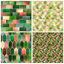 Load image into Gallery viewer, TEXTURED PATTERN - Gold, Green &amp; Pink - Digital Papers
