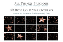 Load image into Gallery viewer, Png Rose Gold Stars, Photo Overlays, Star Confetti Overlays, Star Clipart, Clipart png, Photoshop Overlays, Digital scrapbooking, High resolution by ATP textures.
