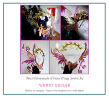 Load image into Gallery viewer, SVG &amp; PNG Fairy Wing files for Cricut or Silhouette Cameo Cutting Machine. To create wearable fairy wings, in adult or children sizes.  Use this clipart design for Halloween Costumes, Fantasy or Cosplay or photography. Or use as ephemera in weddings, engagements or baby shower invitations. These are Individual wing parts, for you to cut and assemble. This is a digital product. 
