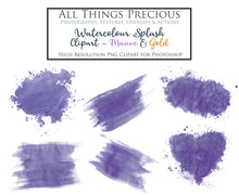 Load image into Gallery viewer, WATERCOLOUR SPLASHES - Gold &amp; Mauve - Clipart
