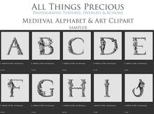 Load image into Gallery viewer, MEDIEVAL ALPHABET, Insects &amp; Florals - Clipart

