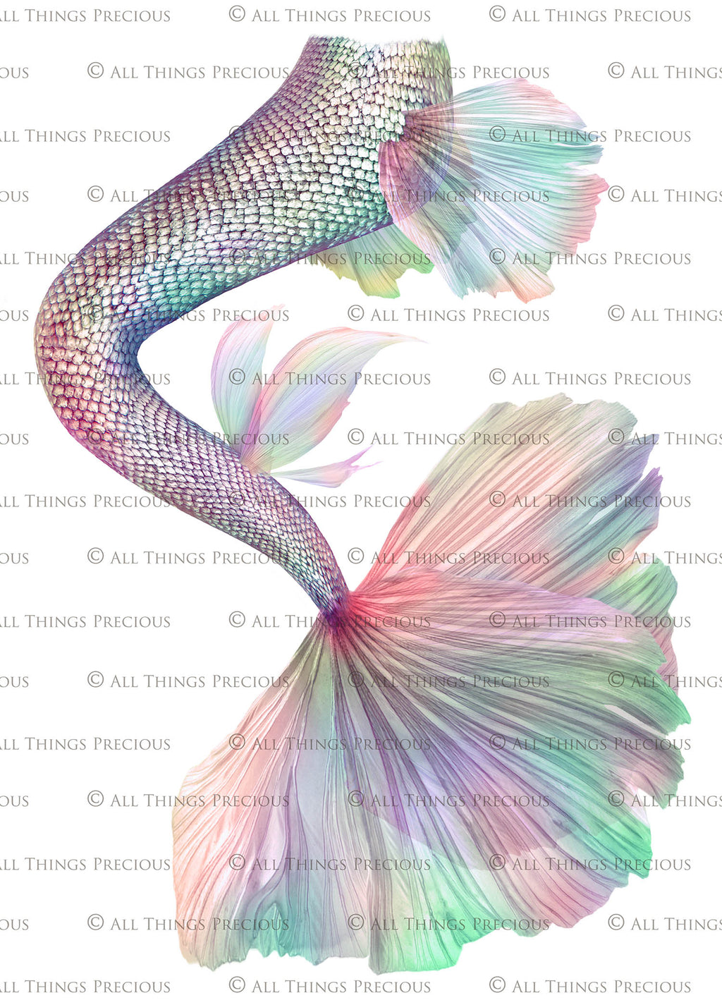 Mermaid Tail fin overlays in colourful tints. By ATP Textures