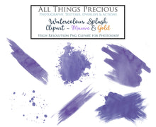 Load image into Gallery viewer, WATERCOLOUR SPLASHES - Gold &amp; Mauve - Clipart
