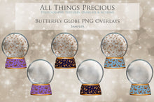 Load image into Gallery viewer, BUTTERFLY SNOW GLOBE Png Digital Overlays
