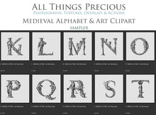 Load image into Gallery viewer, MEDIEVAL ALPHABET, Insects &amp; Florals - Clipart
