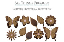 Load image into Gallery viewer, FLOWERS &amp; BUTTERFLY BLING Set 1 - Clipart FREE DOWNLOAD

