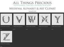 Load image into Gallery viewer, MEDIEVAL ALPHABET, Insects &amp; Florals - Clipart
