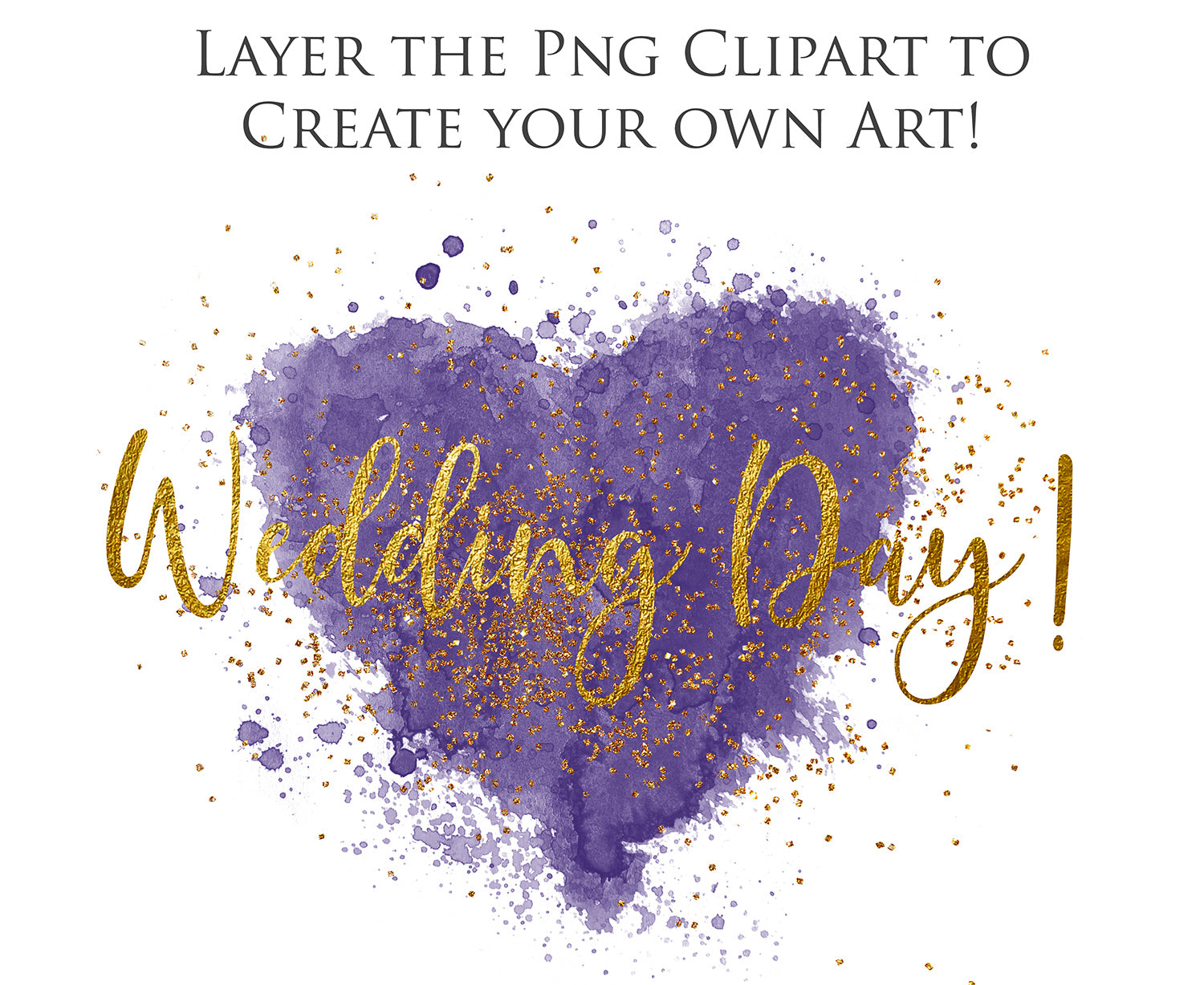 WATERCOLOUR SPLASHES - Gold & Mauve - Clipart