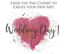 Load image into Gallery viewer, WATERCOLOUR SPLASH &amp; SPLATTER - Gold &amp; Pink - Clipart
