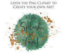 Load image into Gallery viewer, WATERCOLOUR SPLASH &amp; SPLATTER - Gold &amp; Green - Clipart
