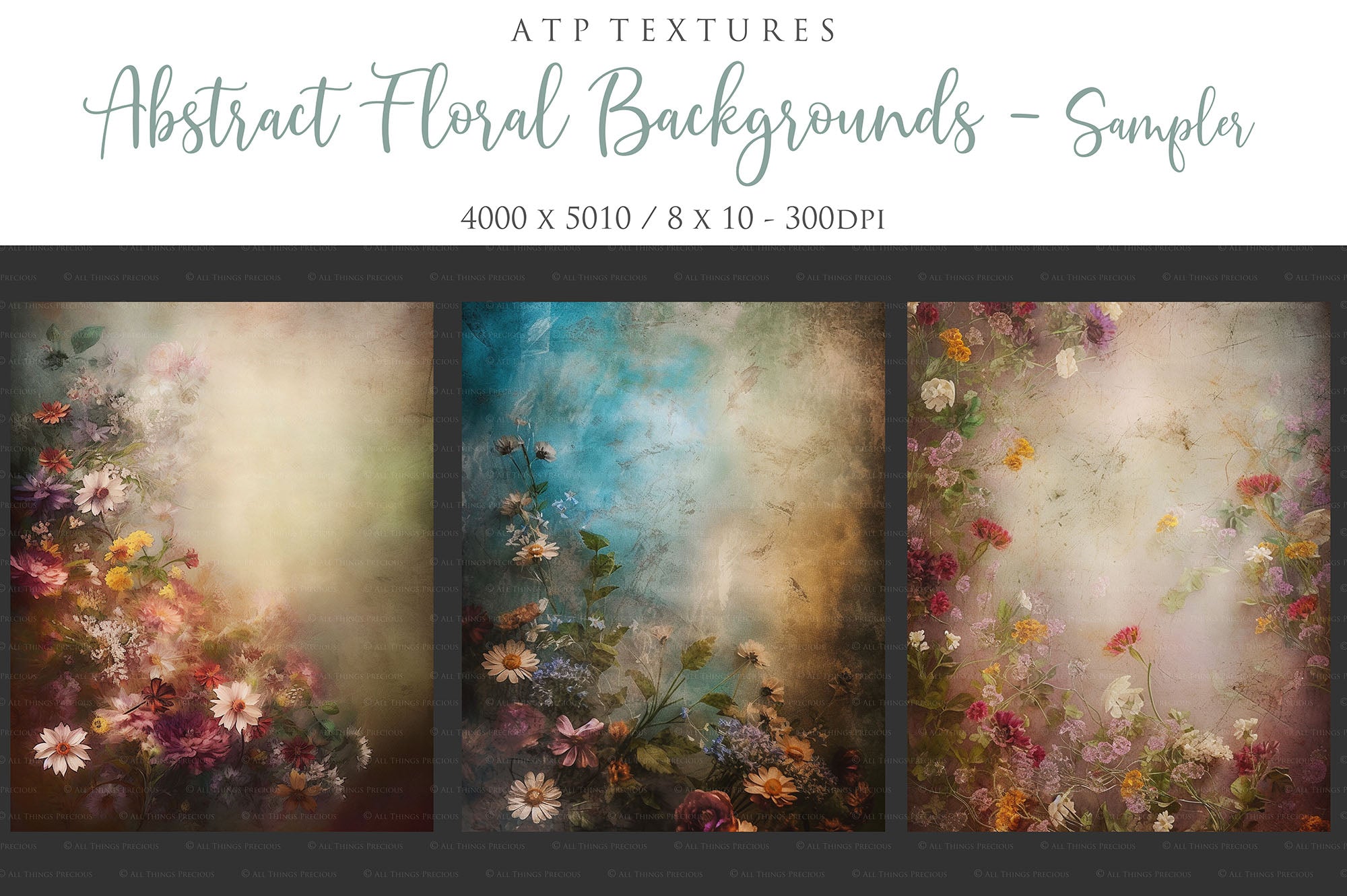 12 ABSTRACT Floral Backgrounds / DIGITAL BACKDROPS - Set 2