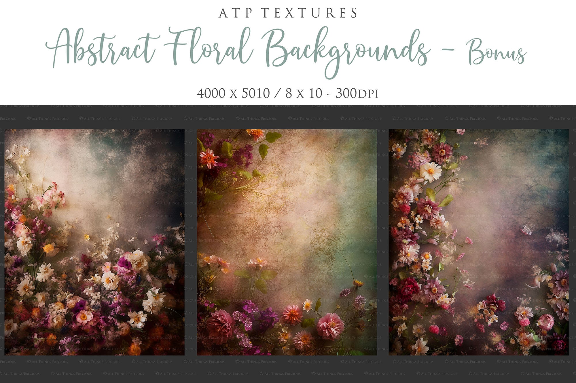12 ABSTRACT Floral Backgrounds / DIGITAL BACKDROPS - Set 3