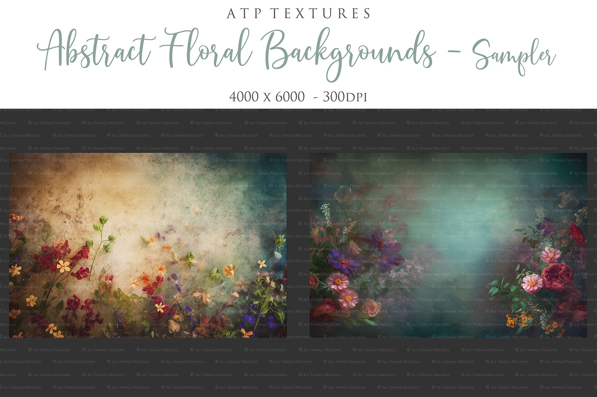 12 ABSTRACT Floral Backgrounds / DIGITAL BACKDROPS - Set 4
