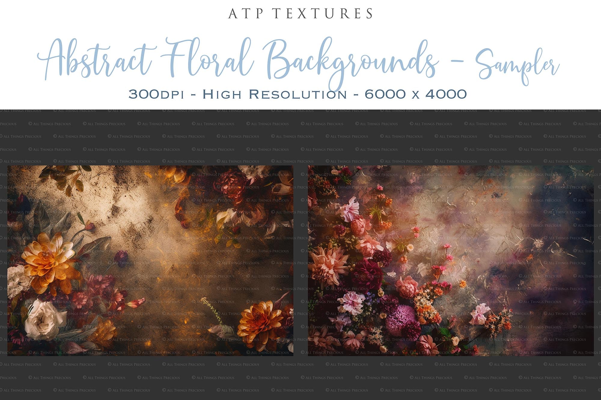 12 ABSTRACT Floral Backgrounds / DIGITAL BACKDROPS - Set 1