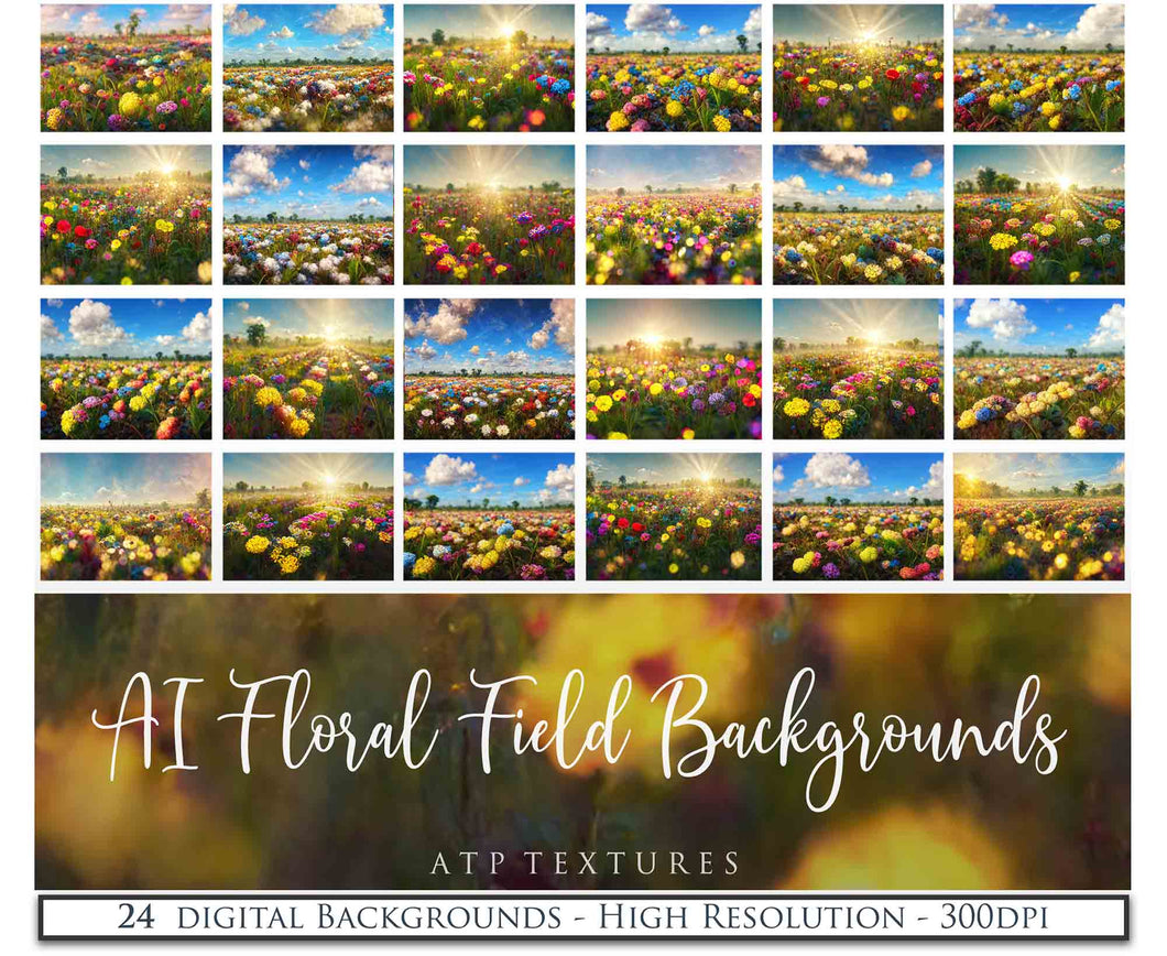 AI Digital - 24 FLOWER FIELD BACKGROUNDS - Set 1