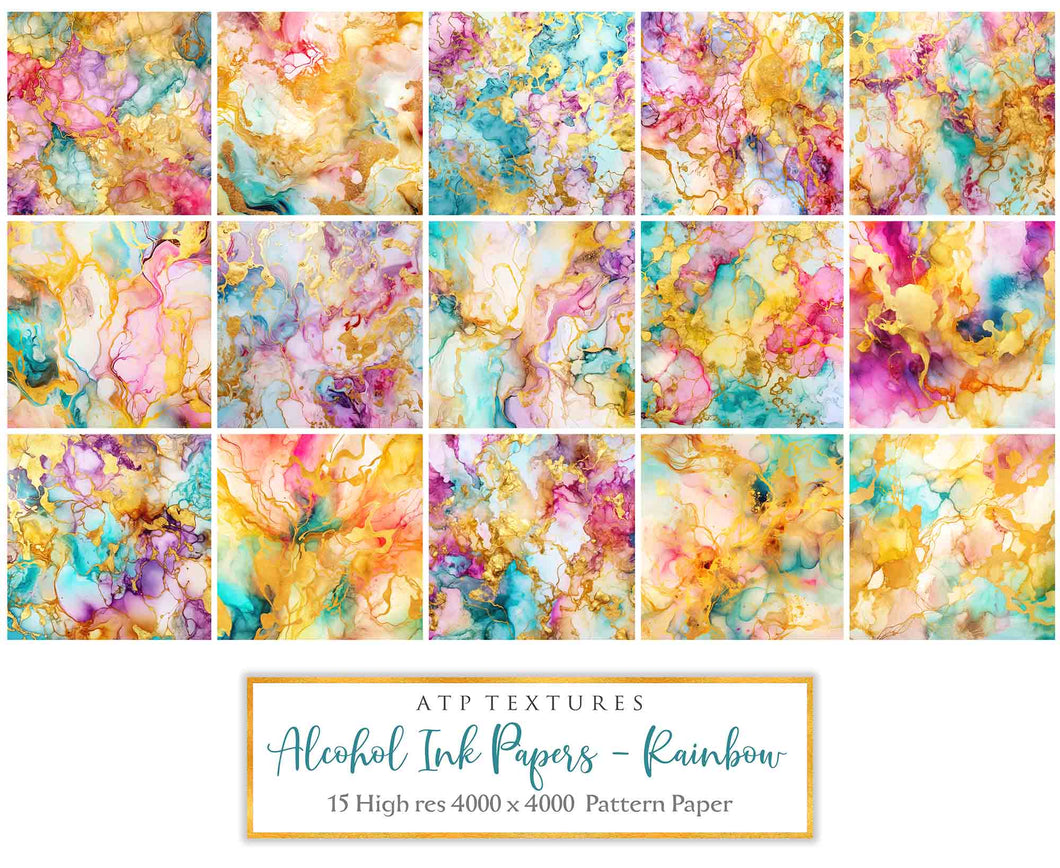 ALCOHOL INK Digital Papers - Rainbow