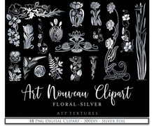 Load image into Gallery viewer, ART NOUVEAU SILVER FLOWERS - Clipart
