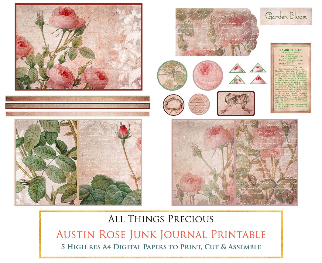 AUSTIN ROSE Printable JUNK JOURNAL - Digital Scrapbooking