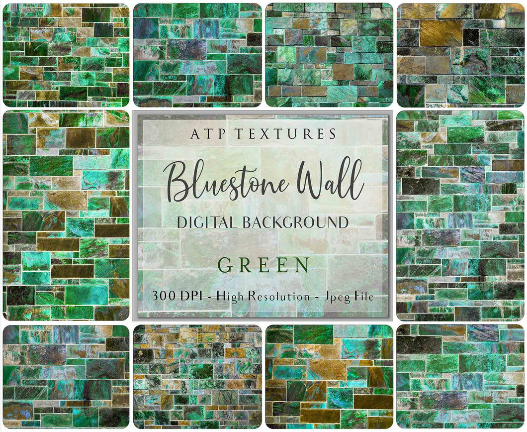 10 STONE WALL Background TEXTURES / DIGITAL BACKDROPS - GREEN