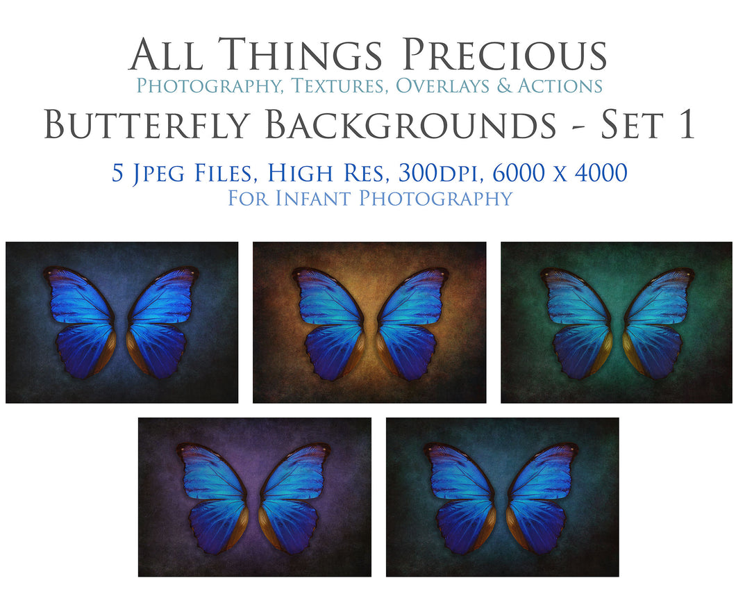 DIGITAL BACKDROP - Butterflies Set 1