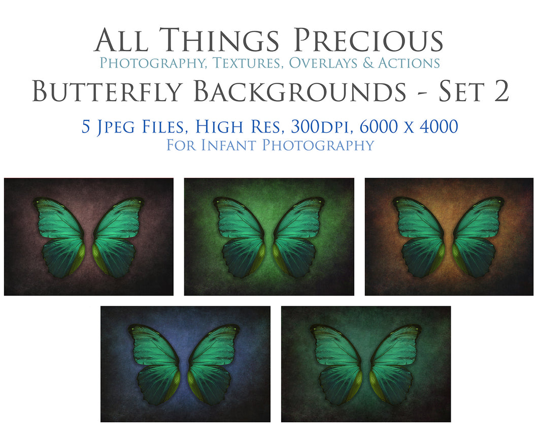 DIGITAL BACKDROP - Butterflies Set 2