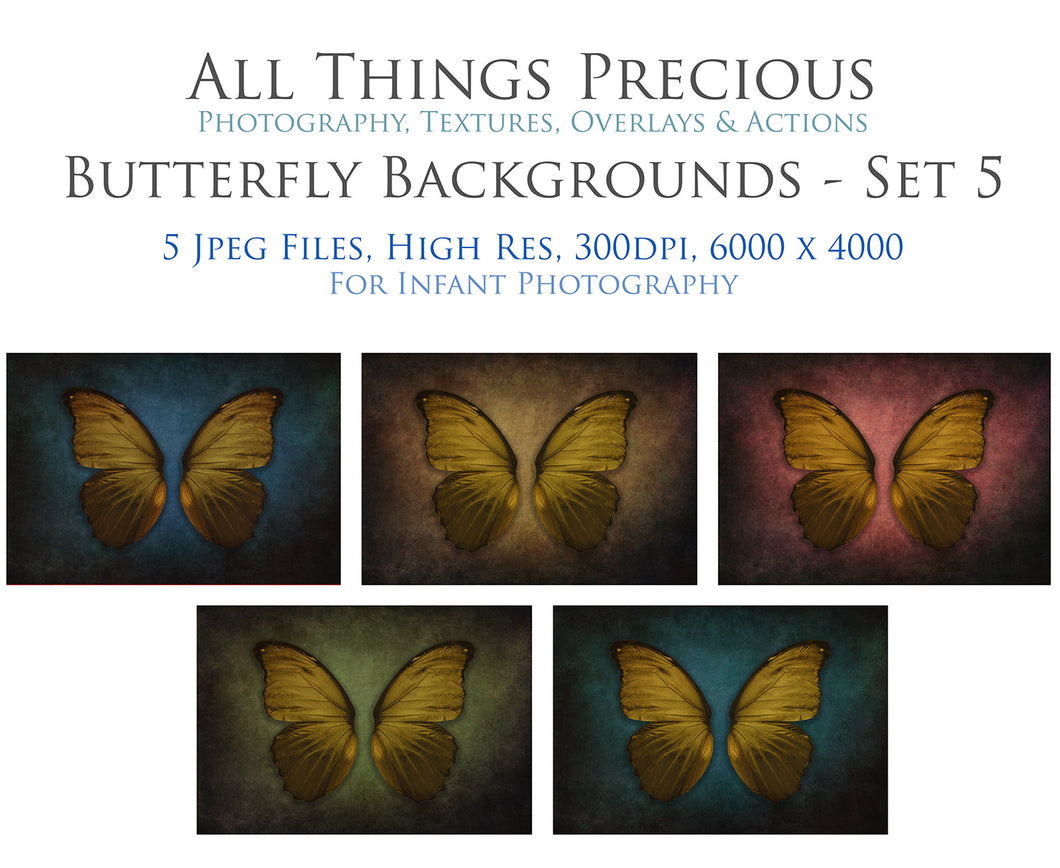 DIGITAL BACKDROP - Butterflies Set 5
