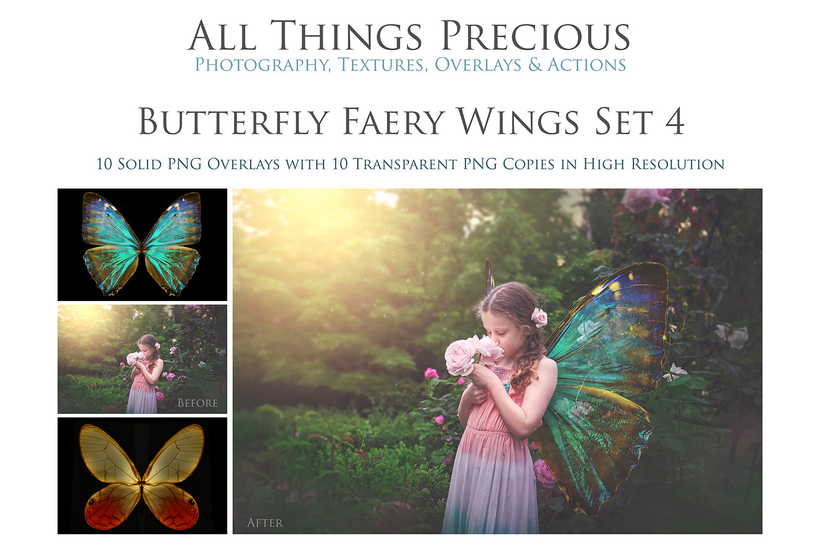 Butterfly fairy wings, Png overlays for photoshop. Photography editing. High resolution, 300dpi. Overlay for photography. Digital stock and resources. Graphic design. Wings for Photos. Colourful Faerie Wings.