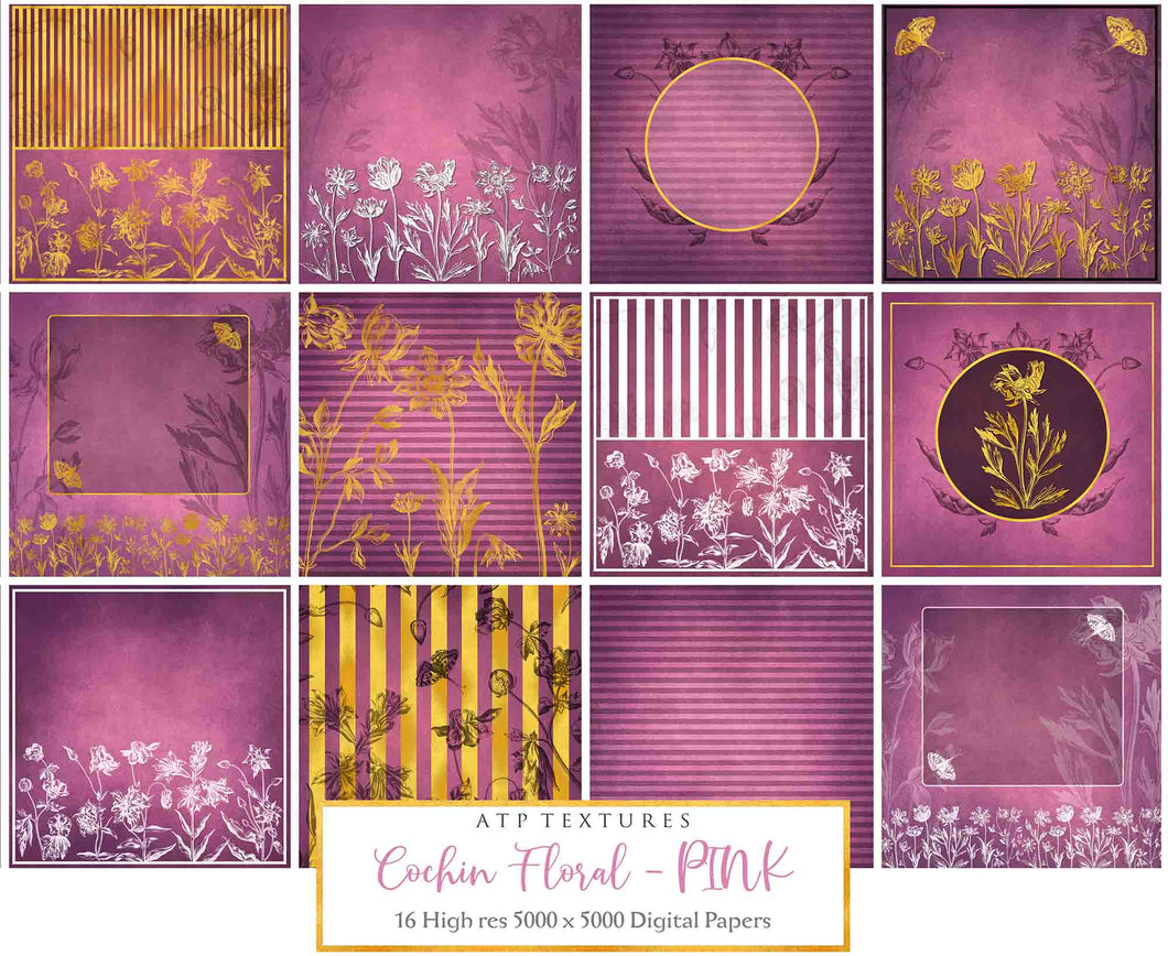 COCHIN FLORAL - PINK - Digital Papers