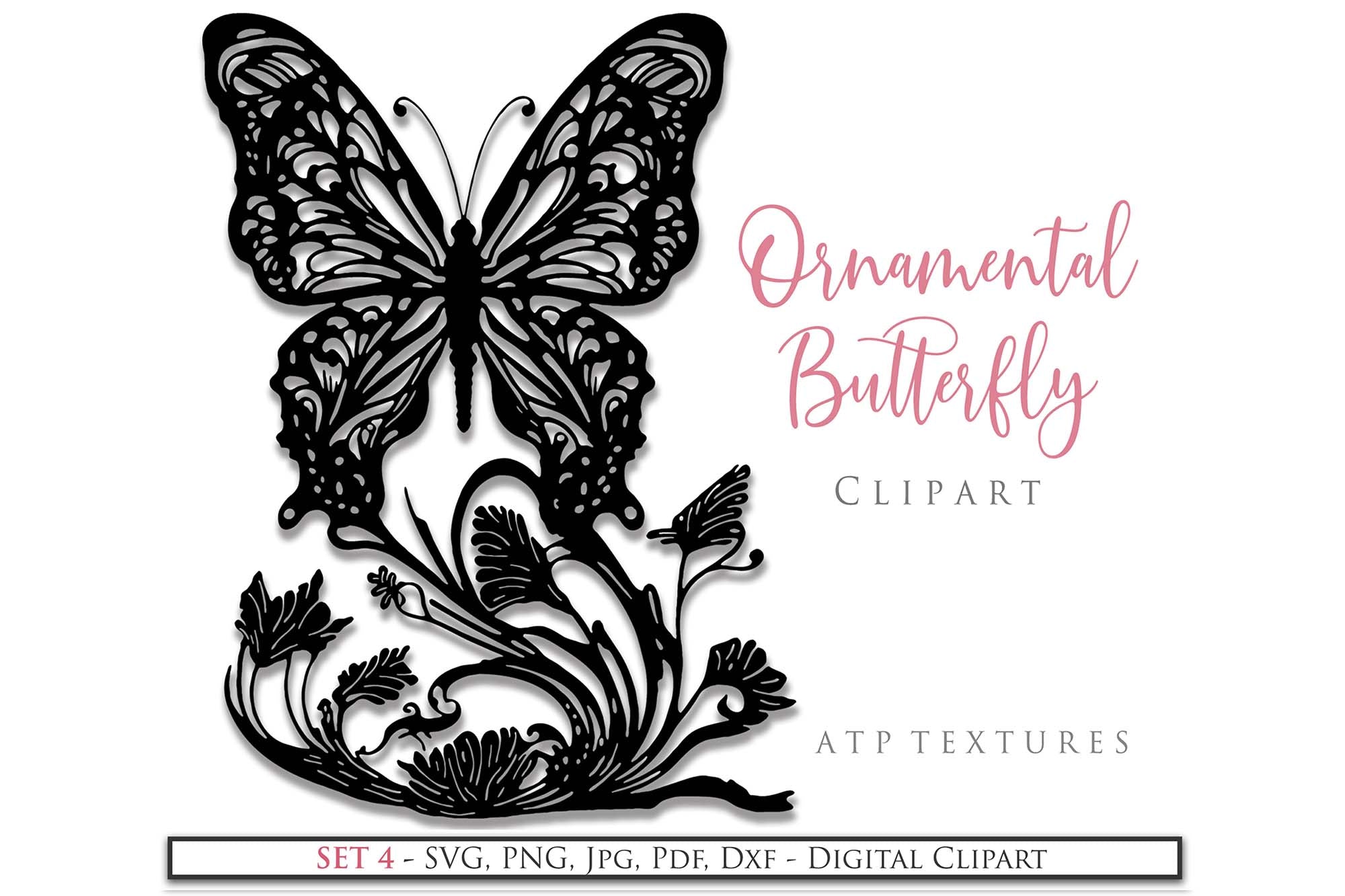 SVG PNG Butterfly Silhouette Clipart Set 4 ATP Textures svg-png-butterfly-silhouette-clipart-set-4-atp-textures